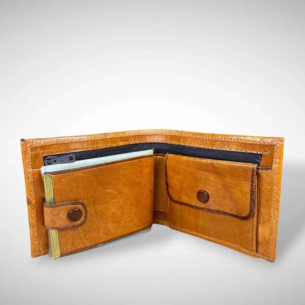 Tooled Leather Men's Wallet Mexico Souvenir Aztec Mayan Folk Art 1970s